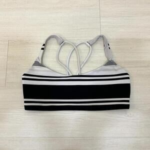 Lululemon Size 6 Free To Be Sports Bra - Black And White Striped - Flaw See Pics